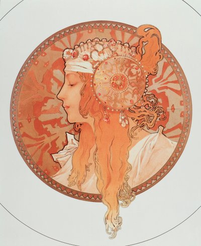 Blonde Lithograph Series “Byzantine Heads” by Alphonse Mucha, 1897 by Alphonse Mucha